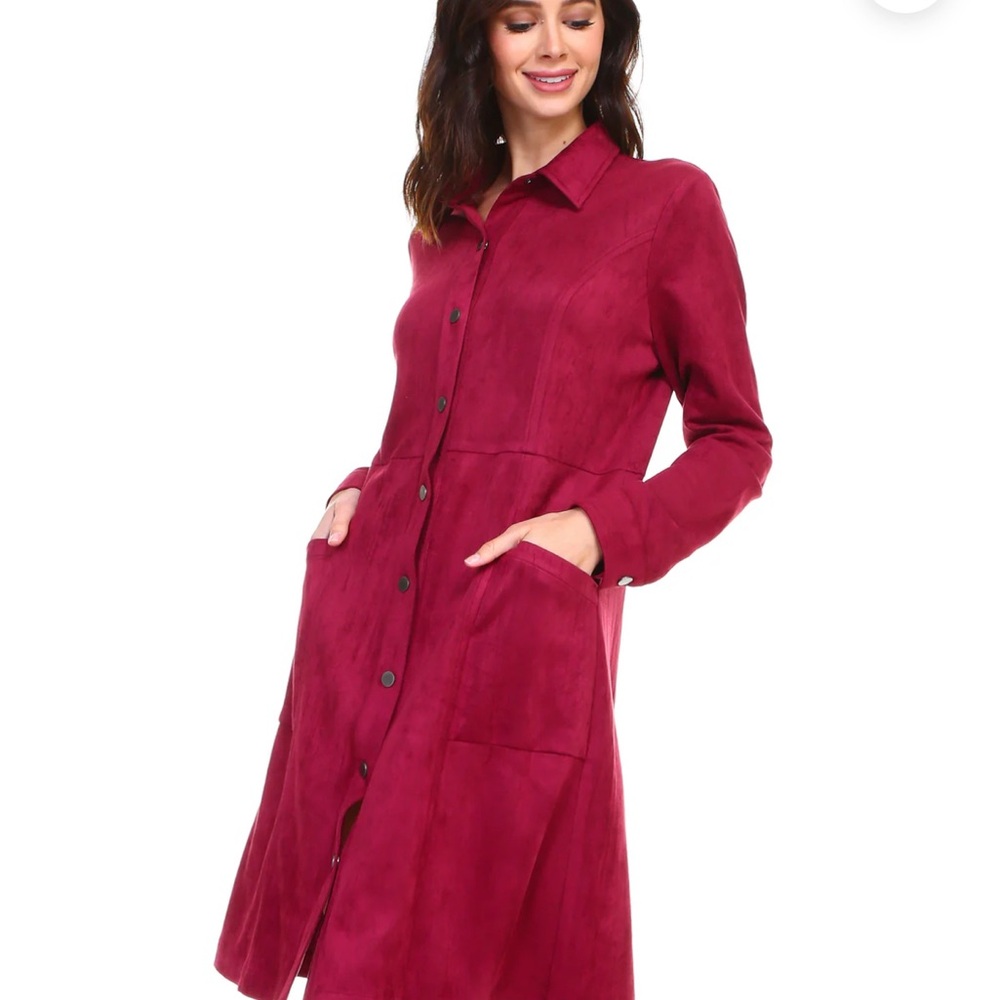 NEW JOH APPAREL
ANNE STRETCH SUEDE SHIRT DRESS Size L